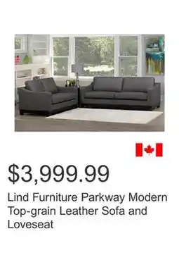 Costco Lind Furniture Parkway Modern Top-grain Leather Sofa and Loveseat offer