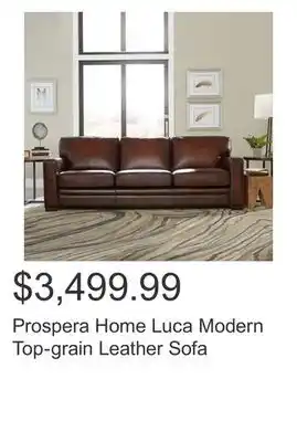 Costco Prospera Home Luca Modern Top-grain Leather Sofa offer