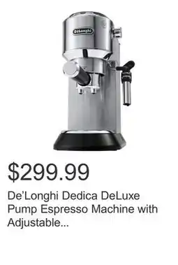 De'Longhi Dedica DeLuxe Pump Espresso Machine with Adjustable Frothing Wand