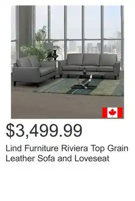 Costco Lind Furniture Riviera Top Grain Leather Sofa and Loveseat offer