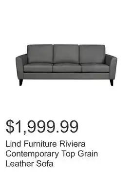 Costco Lind Furniture Riviera Contemporary Top Grain Leather Sofa offer