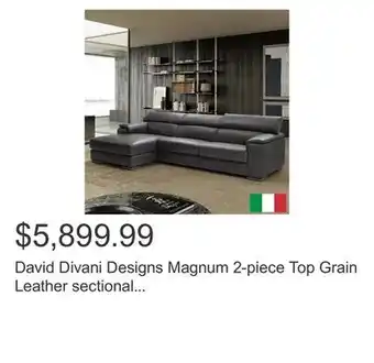 Costco David Divani Designs Magnum 2-piece Top Grain Leather sectional with Left Hand Facing Chaise offer