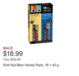 Costco Kind Nut Bars Variety Pack, 18 × 40 g offer