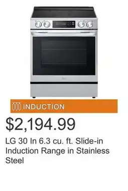 Costco LG 30 In 6.3 cu. ft. Slide-in Induction Range in Stainless Steel offer