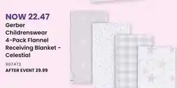 Babies 'R' Us Gerber Childrenswear 4-Pack Flannel Receiving Blanket - Celestial offer