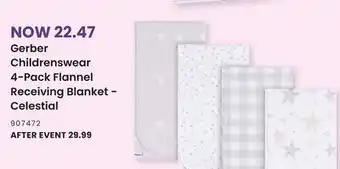 Babies 'R' Us Gerber Childrenswear 4-Pack Flannel Receiving Blanket - Celestial offer