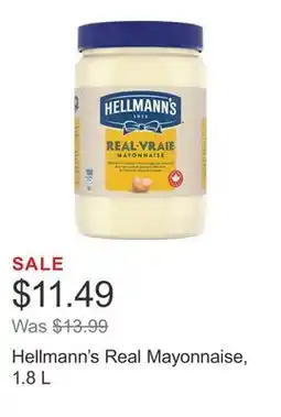 Costco Hellmann's Real Mayonnaise, 1.8 L offer