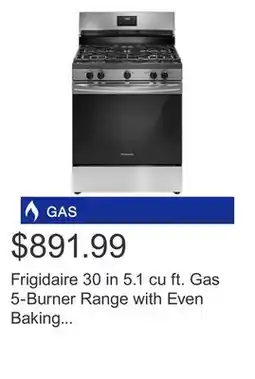 Costco Frigidaire 30 in 5.1 cu ft. Gas 5-Burner Range with Even Baking Technology offer