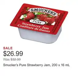 Costco Smucker's Pure Strawberry Jam, 200 x 16 mL offer