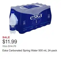 Costco Eska Carbonated Spring Water 500 mL 24-pack offer