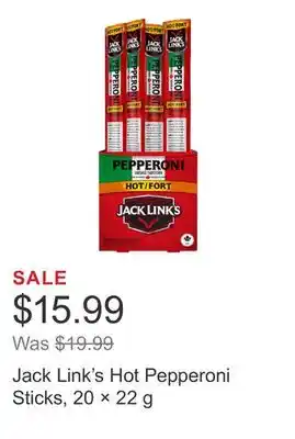 Costco Jack Link's Hot Pepperoni Sticks, 20 × 22 g offer