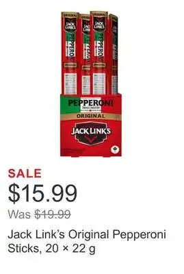 Costco Jack Link's Original Pepperoni Sticks, 20 × 22 g offer