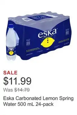Costco Eska Carbonated Lemon Spring Water 500 mL 24-pack offer