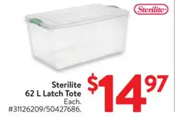 Walmart Sterilite 62 L Latch Tote offer
