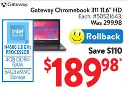 Walmart Gateway Chromebook 311.11.6 HD offer