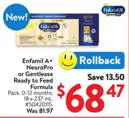 Walmart Enfamil A+ NeuroPro or Gentlease Ready to Feed Formula offer