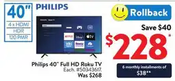 Walmart Philips 40 Full HD Roku TV offer