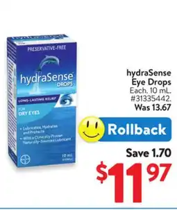 Walmart hydraSense Eye Drops offer