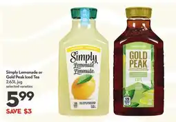 Longo's Simply Lemonade or Gold Peak Iced Tea offer