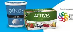 Longo's Activia Yogourt 12x100g pkg or Oikos Greek Yogourt 650-750g tub offer