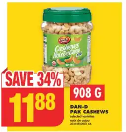 No Frills DAN-D PAK CASHEWS, 908 G offer