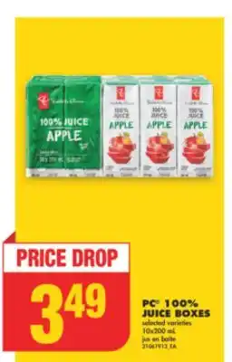 No Frills PC 100% JUICE BOXES, 10x200 mL offer