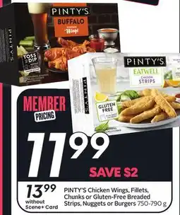 Sobeys PINTY'S Chicken Wings, Fillets, Chunks or Gluten-Free Breaded Strips, Nuggets or Burgers offer