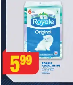 No Frills ROYALE FACIAL TISSUE, 6x72/100 sheets offer