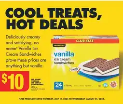 No Frills NO NAME VANILLA ICE CREAM SANDWICHES, 24x120 mL offer