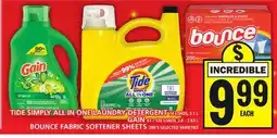 Food Basics TIDE SIMPLY ALL IN ONE LAUNDRY DETERGENT OR GAIN OR BOUNCE OR FABRIC SOFTENER SHEETS offer