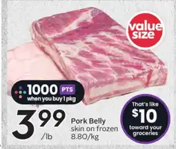 Sobeys Pork Belly skin on offer