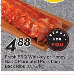 Sobeys Fresh BBQ Whiskey or Honey Garlic Marinated Pork Loin Back Ribs offer
