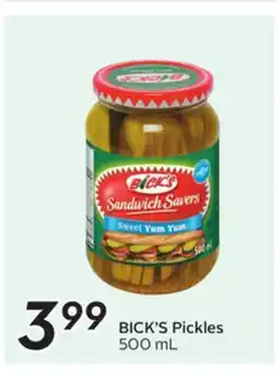 Sobeys BICK'S Pickles offer