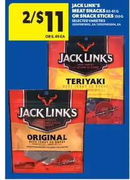 Real Canadian Superstore JACK LINK'S MEAT SNACKS 65-81 G OR SNACK STICKS 150 G offer