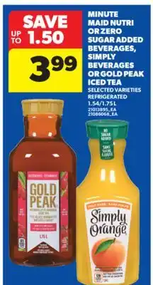 Real Canadian Superstore MINUTE MAID NUTRI OR ZERO SUGAR ADDED BEVERAGES, SIMPLY BEVERAGES OR GOLD PEAK ICED TEA, 1.54/1.75 L offer