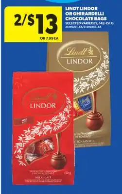 Real Canadian Superstore LINDT LINDOR OR GHIRARDELLI CHOCOLATE BAGS offer