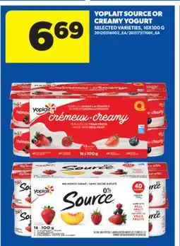 Real Canadian Superstore YOPLAIT SOURCE OR CREAMY YOGURT, 16X100 G offer