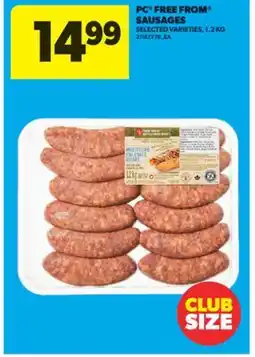 Real Canadian Superstore PC FREE FROM SAUSAGES, 1.2 KG offer