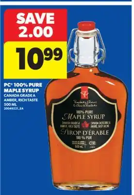 Real Canadian Superstore PC 100% PURE MAPLE SYRUP, 500 ML offer