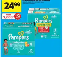Real Canadian Superstore PAMPERS SUPER BIG PACK DIAPERS SIZE N-8, 32-120'S offer
