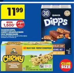 Real Canadian Superstore QUAKER DIPPS, CHEWY GRANOLA BARS OR S'MORES BARS, 30/40'S/935-960 G offer