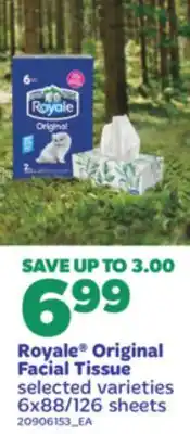 Real Canadian Superstore ROYALE ORIGINAL FACIAL TISSUE, 6X88/126 SHEETS offer