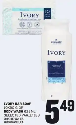 Loblaws IVORY BAR SOAP, 10X90 G OR BODY WASH, 621 ML offer