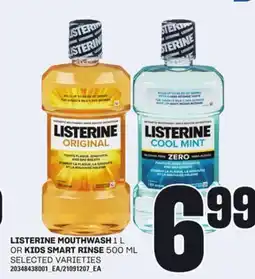Loblaws LISTERINE MOUTHWASH, 1 L OR KIDS SMART RINSE, 500 ML offer