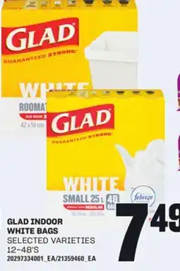 Loblaws GLAD INDOOR WHITE BAGS, 12-48'S offer