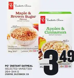 Loblaws PC INSTANT OATMEAL, 264-344 G offer