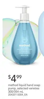 Loblaws METHOD LIQUID HAND SOAP PUMP, 300/354 mL offer