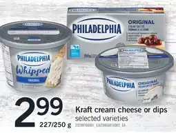 Fortinos Kraft cream cheese or dips, 227/250 g offer