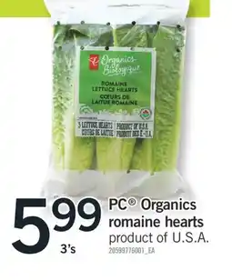 Fortinos PC Organics romaine hearts, 3'S offer