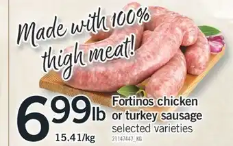 Fortinos Fortinos chicken or turkey sausage offer